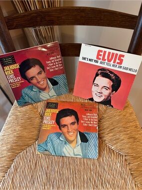 Vintage Elvis Presley 45 RPM Record Lot of 3 w/ Original Picture Sleeves